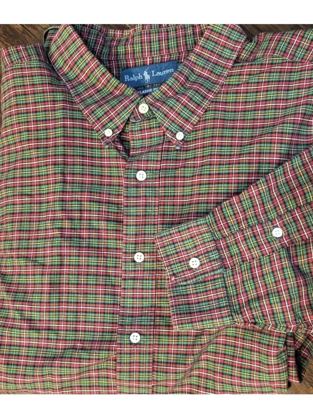 Mens Ralph Lauren Classic Fit Shirt 3XB Big Red Green Tartan Plaid Button Down